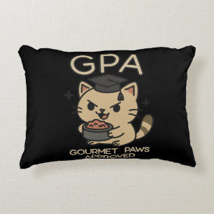 Cartoon Funny Scholar Cat Tuna Paws Accent Kussen