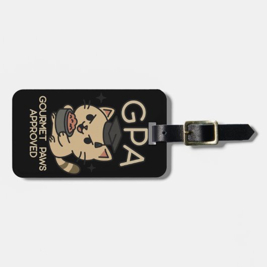 Cartoon Funny Scholar Cat Tuna Paws Bagagelabel (Voorkant horizontaal)