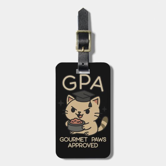 Cartoon Funny Scholar Cat Tuna Paws Bagagelabel (Voorkant verticaal)