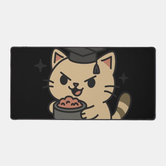 Cartoon Funny Scholar Cat Tuna Paws Bureaumat (Voorkant)