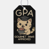 Cartoon Funny Scholar Cat Tuna Paws Cadeaulabel (Voorkant)