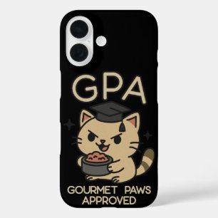 Cartoon Funny Scholar Cat Tuna Paws iPhone 16 Hoesje