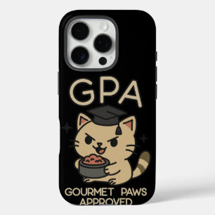 Cartoon Funny Scholar Cat Tuna Paws iPhone 16 Pro Hoesje