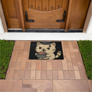 Cartoon Funny Scholar Cat Tuna Paws Deurmat
