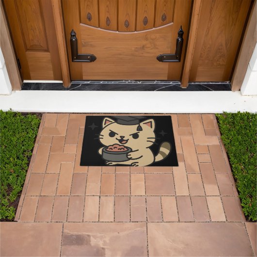 Cartoon Funny Scholar Cat Tuna Paws Deurmat (Buiten)