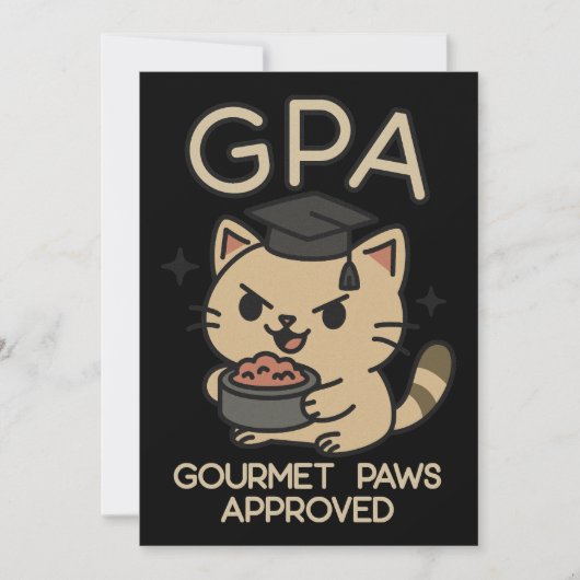 Cartoon Funny Scholar Cat Tuna Paws Feestdagenkaart (Voorkant)