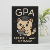 Cartoon Funny Scholar Cat Tuna Paws Feestdagenkaart (Staand voorkant)