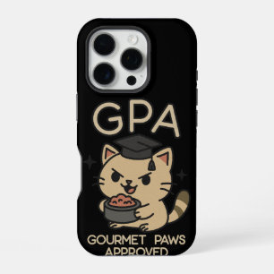 Cartoon Funny Scholar Cat Tuna Paws iPhone 16 Pro Hoesje