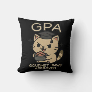 Cartoon Funny Scholar Cat Tuna Paws Kussen
