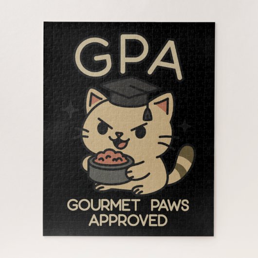Cartoon Funny Scholar Cat Tuna Paws Legpuzzel (Verticaal)