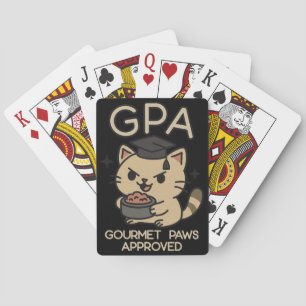 Cartoon Funny Scholar Cat Tuna Paws Pokerkaarten