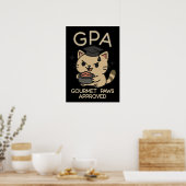 Cartoon Funny Scholar Cat Tuna Paws Poster (Keuken)