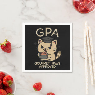 Cartoon Funny Scholar Cat Tuna Paws Servet