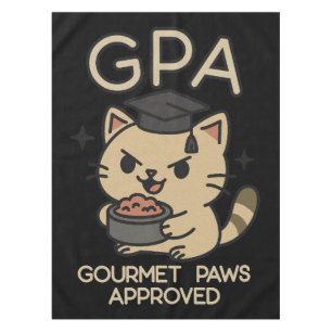 Cartoon Funny Scholar Cat Tuna Paws Tafelkleed