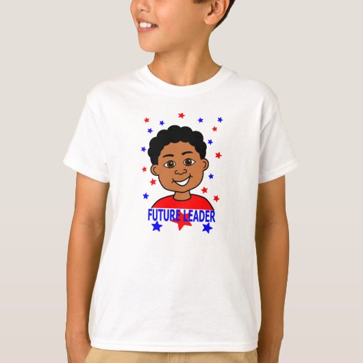 Cartoon Future Leader Boy glimlachen T-shirt (Voorkant)