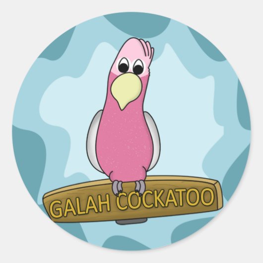 Cartoon Galah Cockatoo Ronde Sticker (Voorkant)