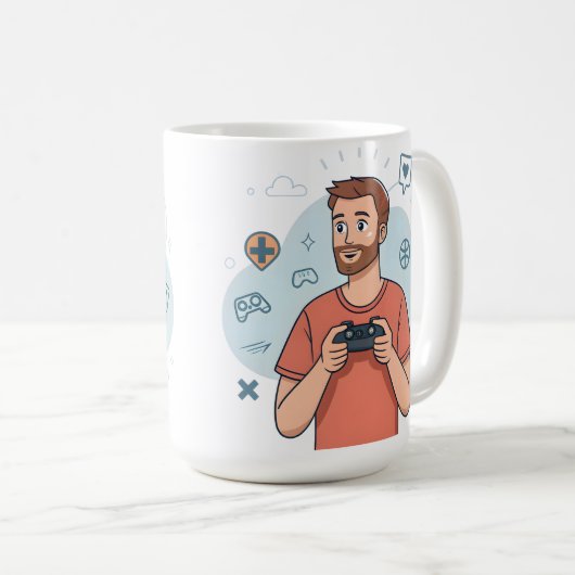 Cartoon Gamer Character Illustration Koffiemok (Voorkant rechts)