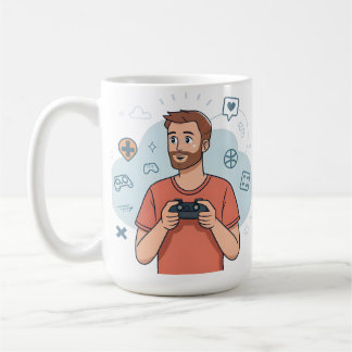 Cartoon Gamer Character Illustration Koffiemok