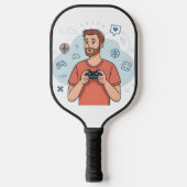 Cartoon Gamer Character Illustration Pickleball Paddle (Voorkant)