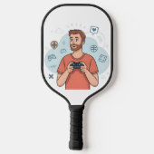 Cartoon Gamer Character Illustration Pickleball Paddle (Achterkant)