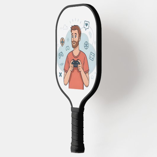 Cartoon Gamer Character Illustration Pickleball Paddle (Links)