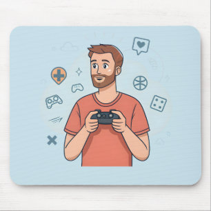 Cartoon Gamer Karakter Illustratie Muismat