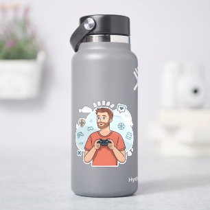 Cartoon Gamer Karakter Illustratie Sticker