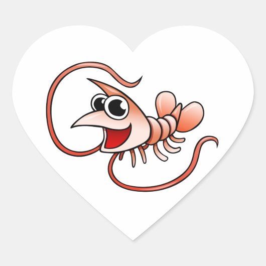 Cartoon Garnaal Hart Sticker (Voorkant)