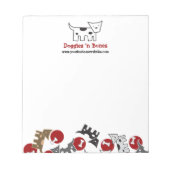 Cartoon-gebotteerde honden en Botten luiftige pupp Notitieblok (Voorkant)