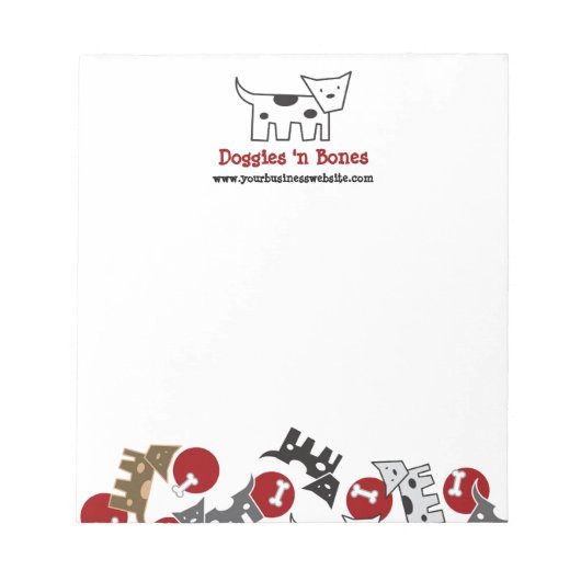 Cartoon-gebotteerde honden en Botten luiftige pupp Notitieblok (Voorkant)