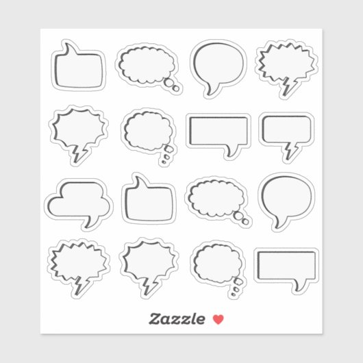 Cartoon Gedachte Comic Speech Bubble Quote Blank Sticker (Vel)