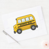 Cartoon Geel en Zwart Schoolbus Rechthoekige Sticker (Envelop)