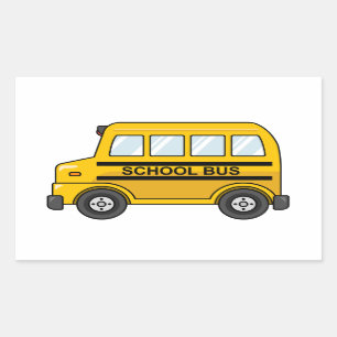 Cartoon Geel en Zwart Schoolbus Rechthoekige Sticker