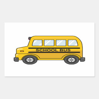 Cartoon Geel en Zwart Schoolbus Rechthoekige Sticker