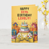 Cartoon Geel & Rood Game Controller Cake Verjaarda Kaart (Gele Bloem)