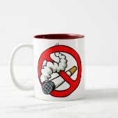 Cartoon geen rookbord tweekleurige koffiemok (Links)