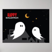 Cartoon geest in de straten van de stad halloween  poster (Voorkant)