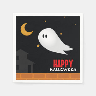 Cartoon geest in de straten van de stad halloween servet