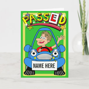 Cartoon gefeliciteerd met het passeren van de rijt kaart