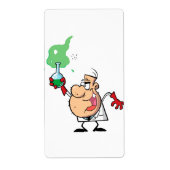 cartoon gek wetenschapper met potie etiket (Voorkant)