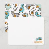 Cartoon Gekke Duckies Baby Boy Dank je Kaart (Voorkant / Achterkant)