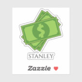 Cartoon Geld Dollar Bills Square | personaliseren Sticker (Vel)