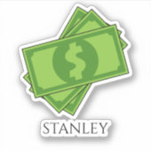 Cartoon Geld Dollar Bills Square | personaliseren Sticker (Voorkant)