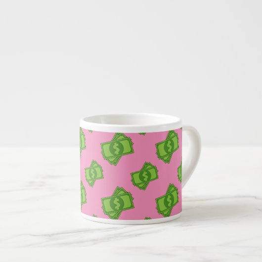 Cartoon geld dollarbiljetten espresso kop (Voorkant rechts)