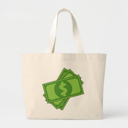 Cartoon geld dollarbiljetten grote tote bag (Voorkant)