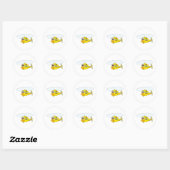 Cartoon gele helikopter ronde sticker (Vel)