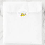 Cartoon gele helikopter ronde sticker (Tas)