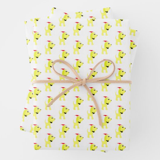 Cartoon gele hond Diva Dog Kerstmis Inpakpapier Vel (In situ)