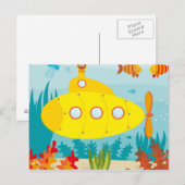 Cartoon gele onderzeeboot briefkaart (Voorkant / Achterkant)
