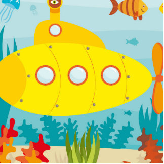 Cartoon gele onderzeeboot fotobeeldje ornament